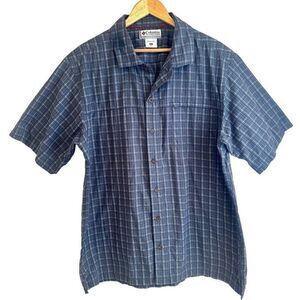 Columbia Men's Navy Blue Checkered Short Sleeve Button Down Casual Shirt XL